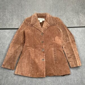 Paris Blues Outerwear Brown Suede Leather Jacket Y2k Vintage Womens Medium Coat
